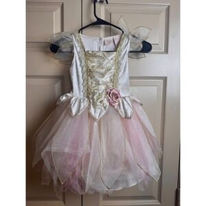Fairy Dust Girls Princess Costume Dress Cream Pink‎ Gold Glitter Tulle Size 4